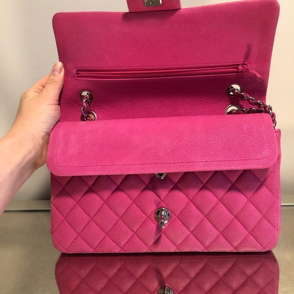 Chanel Double Flap Hot Pink Matte Caviar Leather - Picture 7 of 8